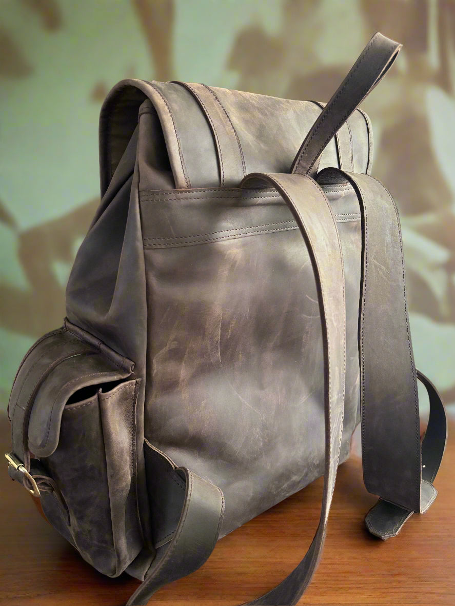 Dark Brown Leather Backpack