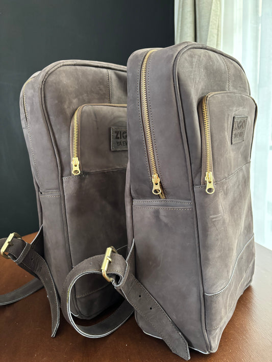 Smoke-Grey Leather Backpack