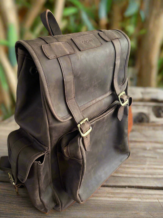 Dark Brown Leather Backpack