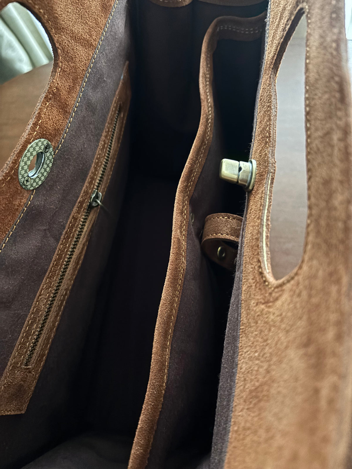 A Brown Suede Satchel Bag