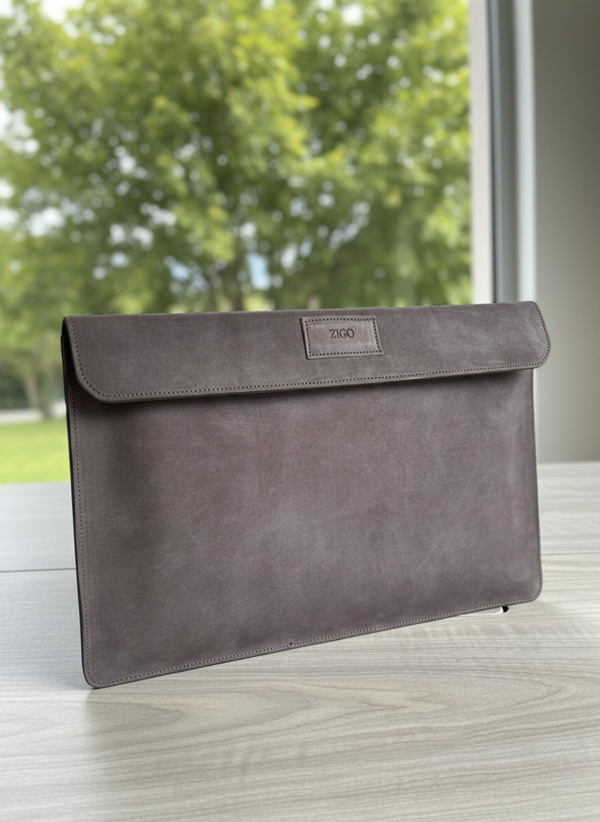 Small Grey Leather Sleeve