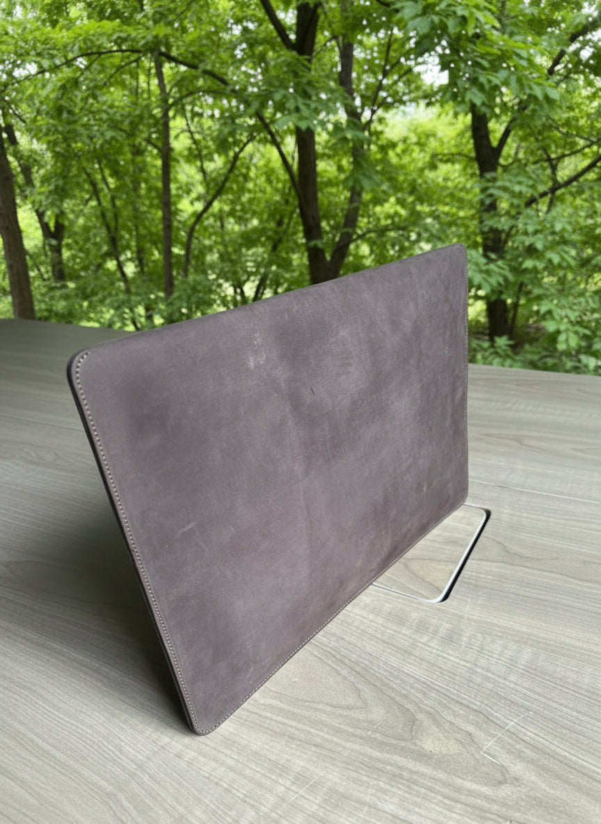 Small Grey Leather Sleeve